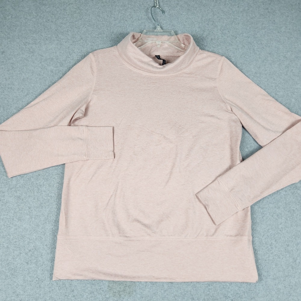 Gaiam Shirt Top Womens Small Pink Stretch Thumbhole Sleeve Funnel Neck Pullover